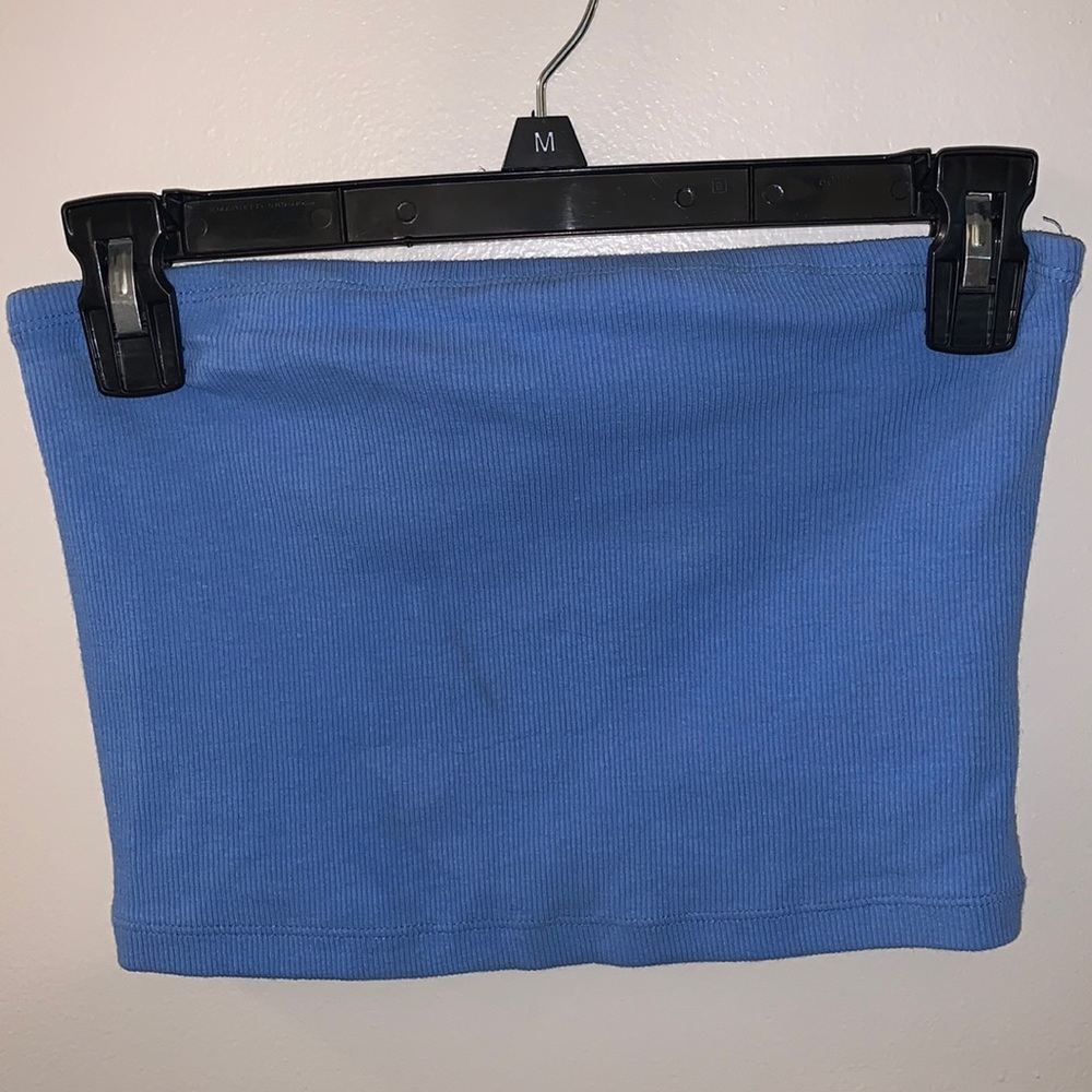 Blue Cropped Bandeau Top
